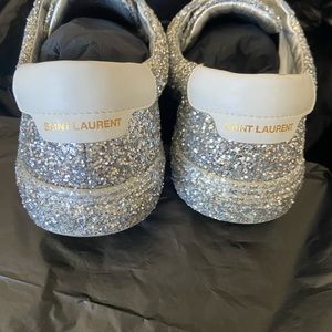 Saint Laurent Andy Low top Silver glitter sneakers size 38